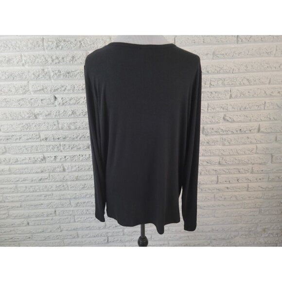 Liz Claiborne Womens Top Extra Large XL Pajama Knit Black Pocket BLA186E - Picture 7 of 7